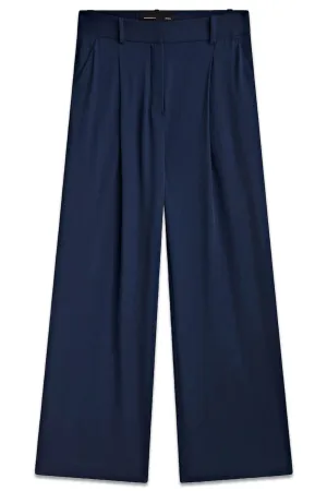 100% Wool Wide-leg Trousers with Darts - Studio