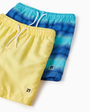 2 Swim Shorts for Boys, Yellow/Blue