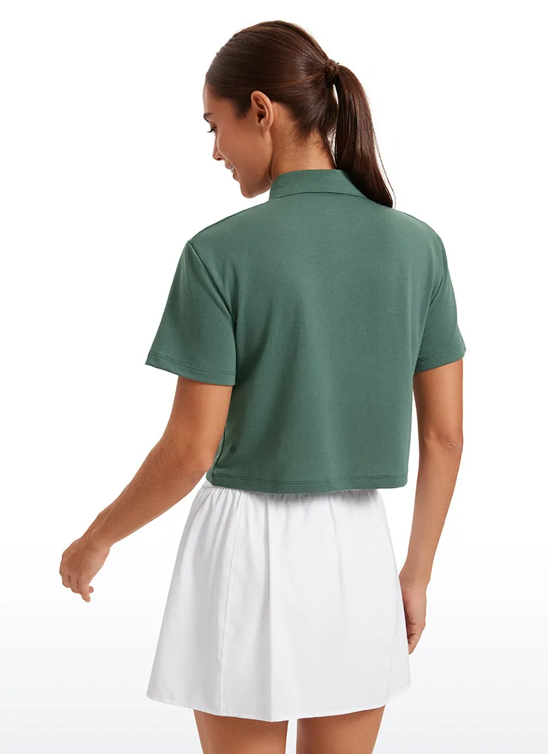 3 Button Collared Quick Dry Cropped Tennis Polo