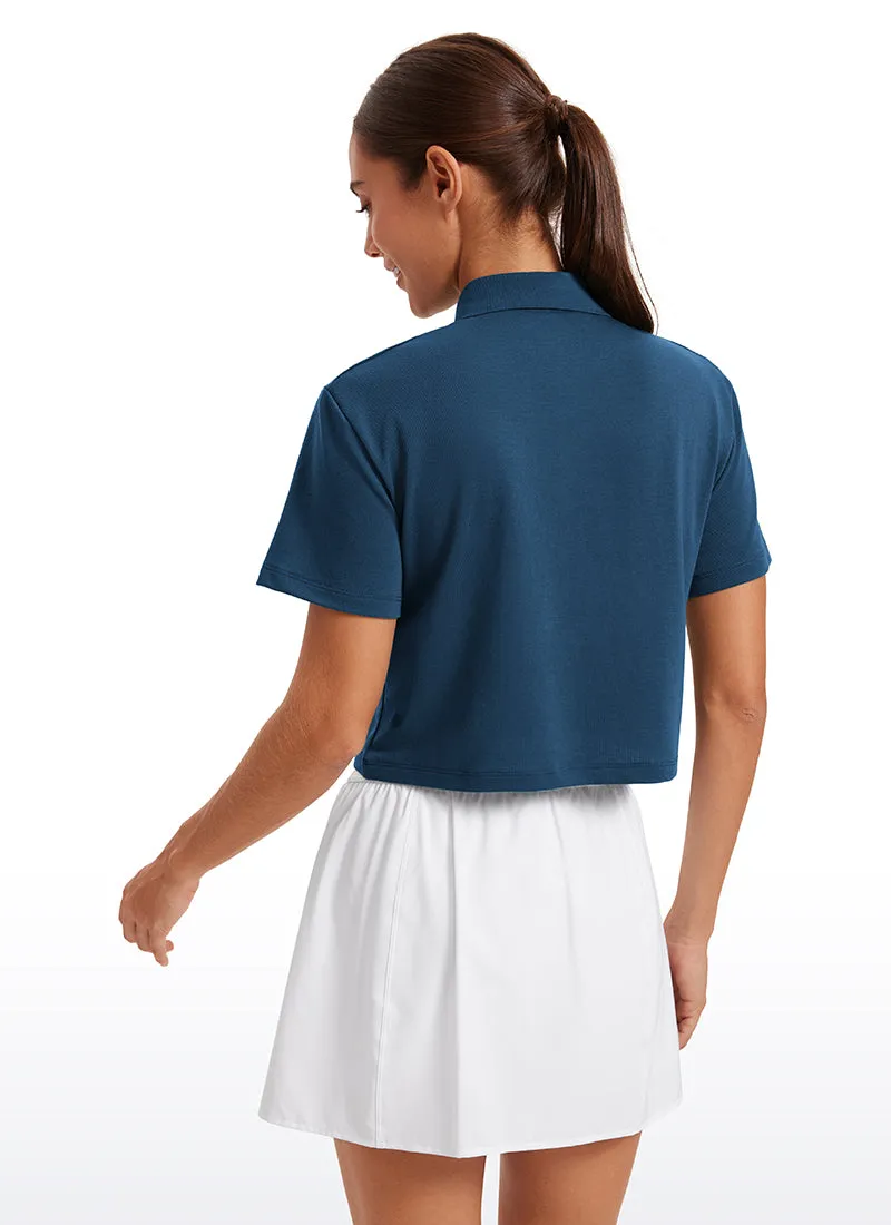 3 Button Collared Quick Dry Cropped Tennis Polo