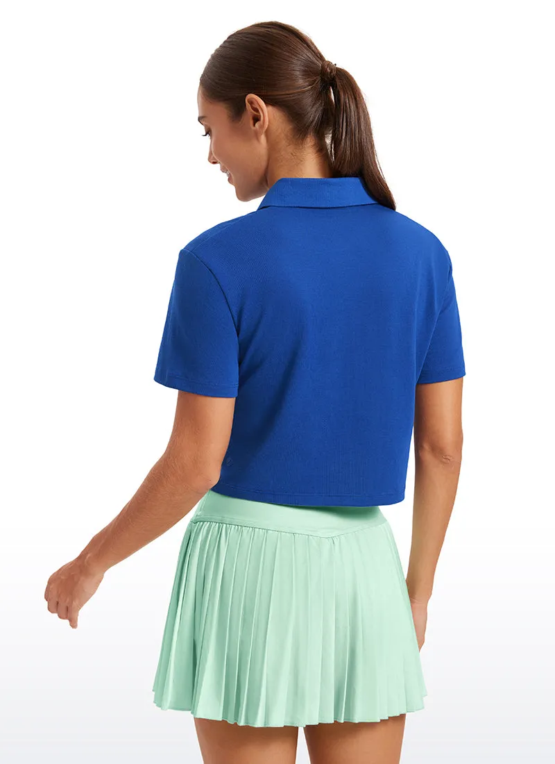 3 Button Collared Quick Dry Cropped Tennis Polo