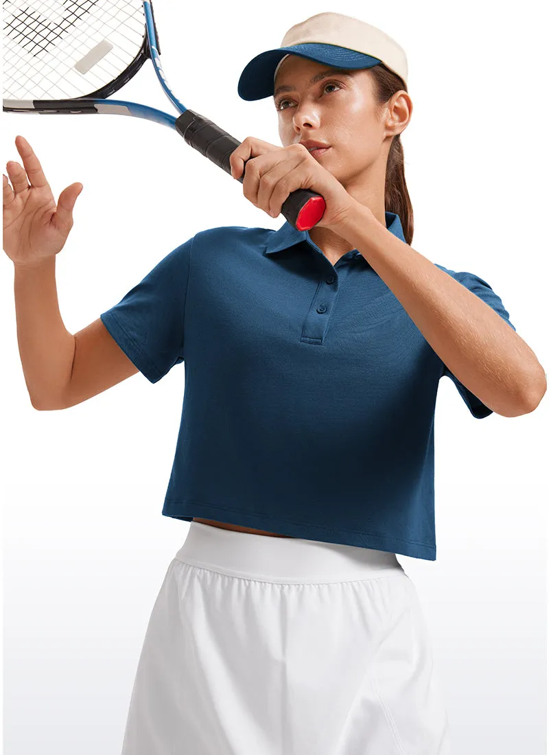 3 Button Collared Quick Dry Cropped Tennis Polo