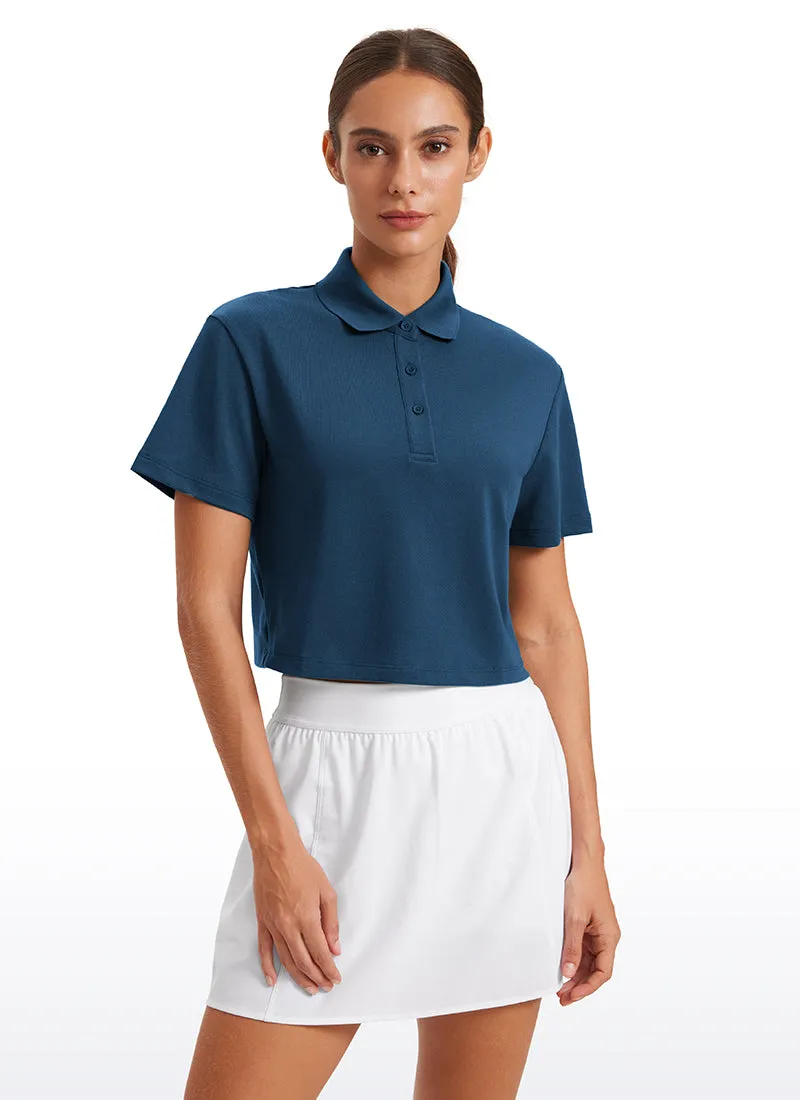 3 Button Collared Quick Dry Cropped Tennis Polo