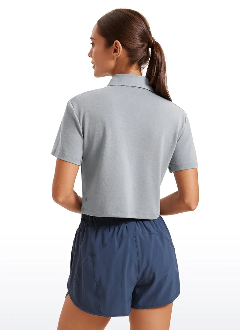 3 Button Collared Quick Dry Cropped Tennis Polo