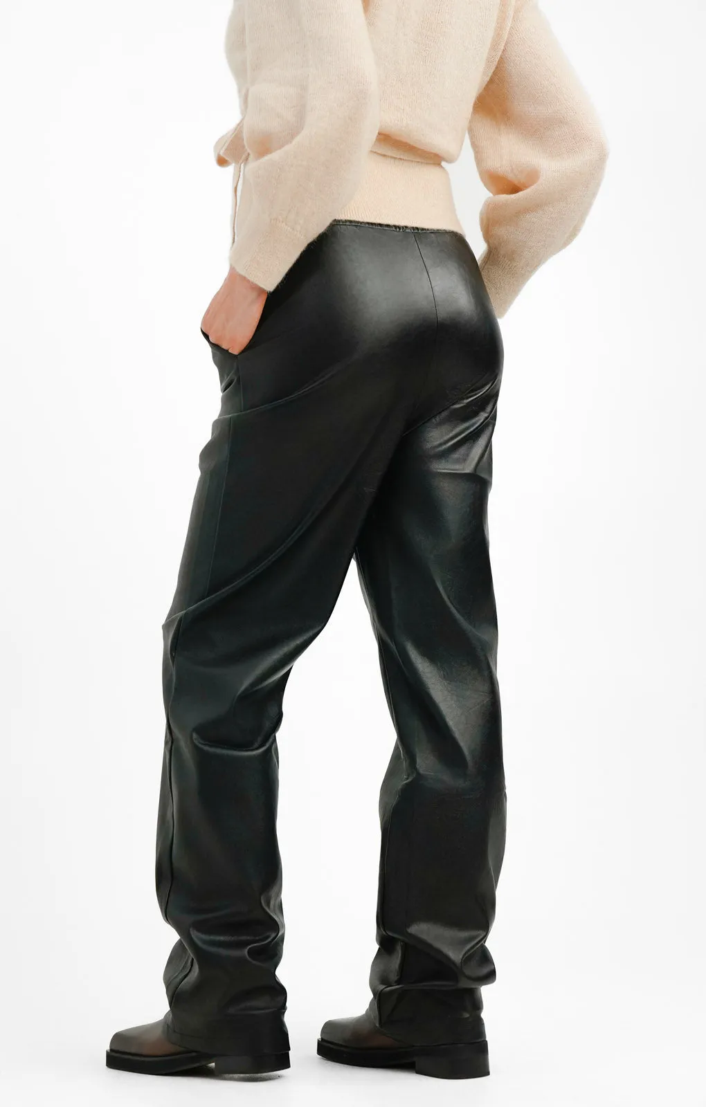 4th & Reckless Tall exclusive leather look trousers in black