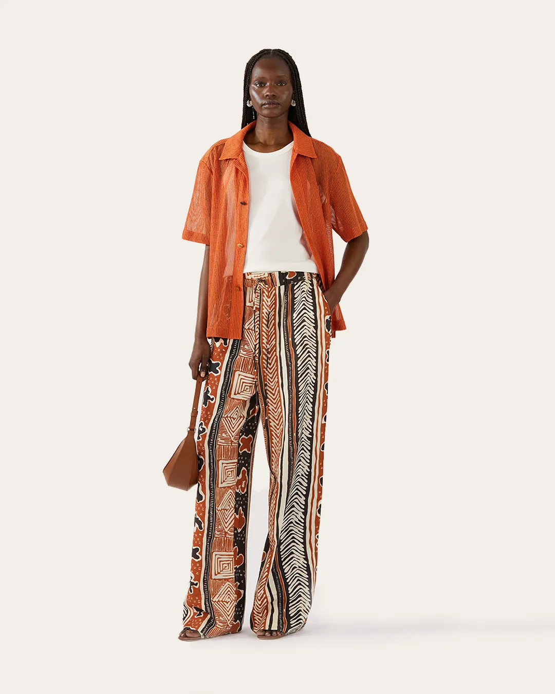 Andi Trousers Tencel Print Brown