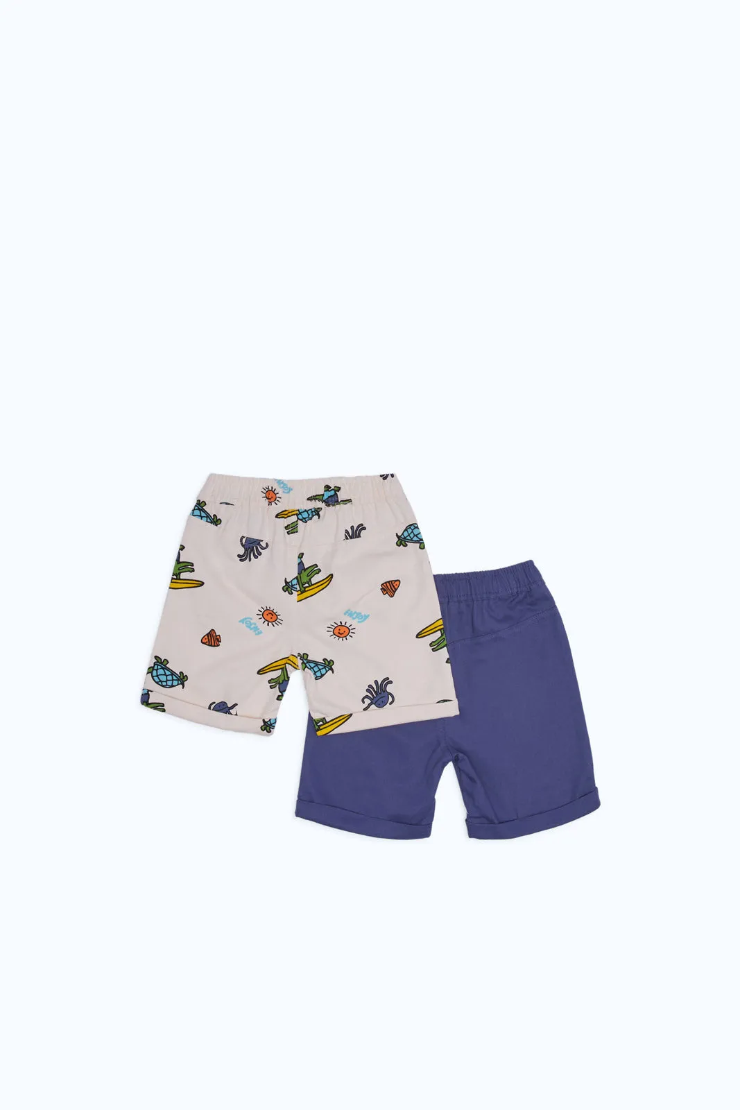 Baby Boys Beige And Blue Short Set (2 Piece)