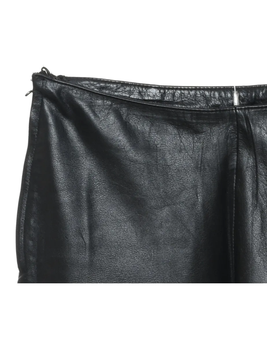 Black Classic Leather Trousers - W26 L32