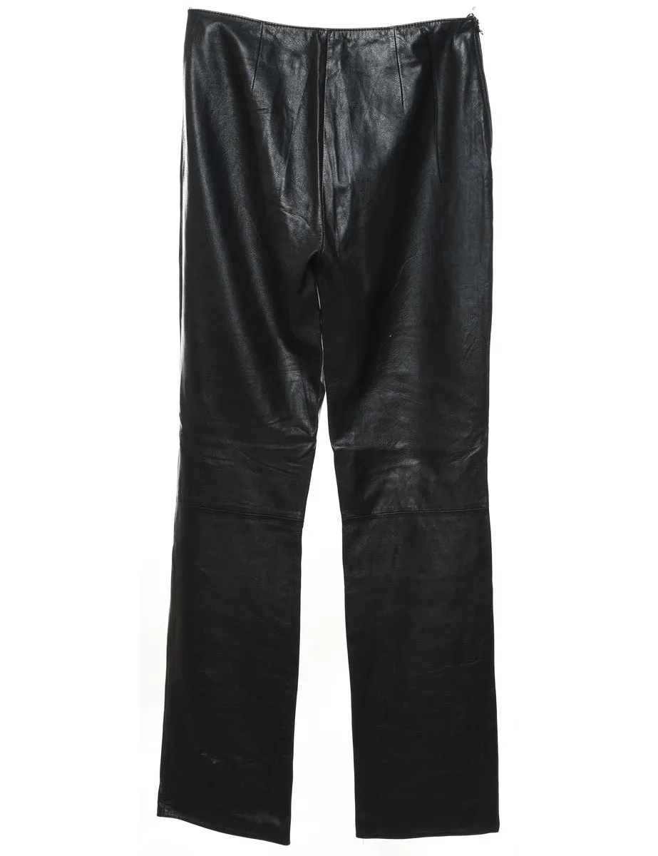 Black Classic Leather Trousers - W26 L32