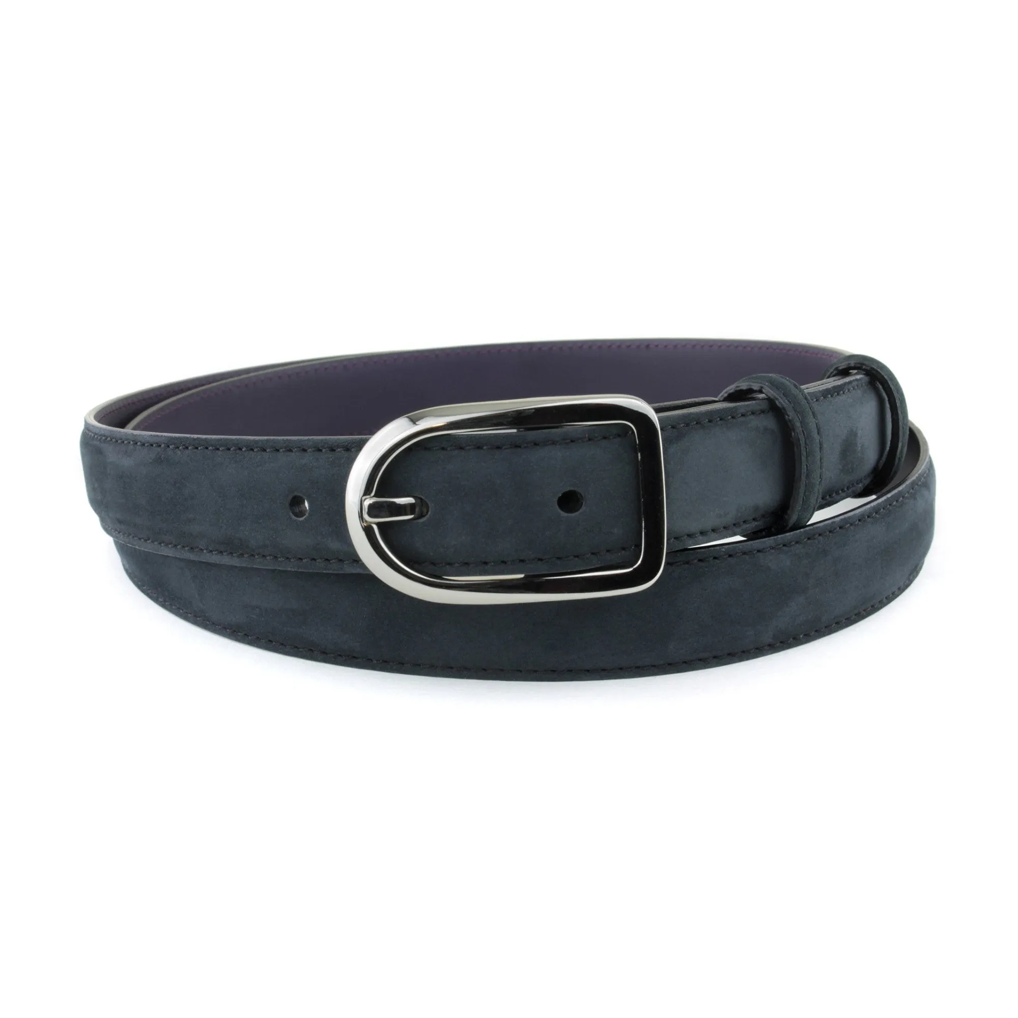 Black Nubuck Skinny Belt