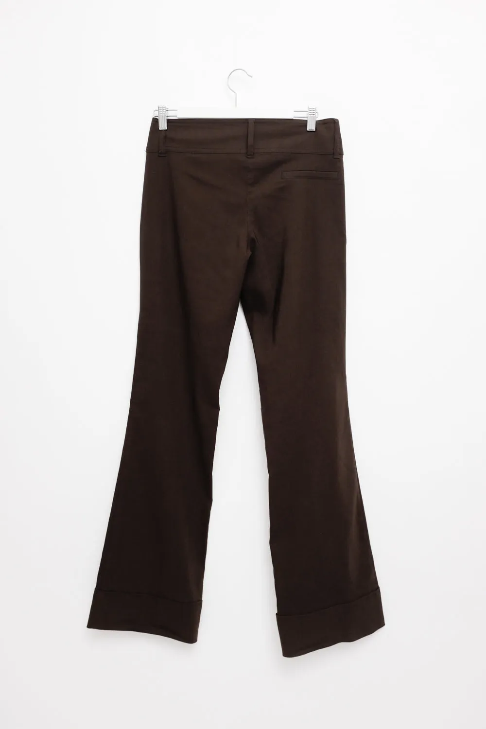 BROWN FLARED LOW WAIST PLEATED VINTAGE PANTS