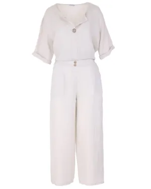 Cadenza Wide Straight Leg Linen Trousers: One Size