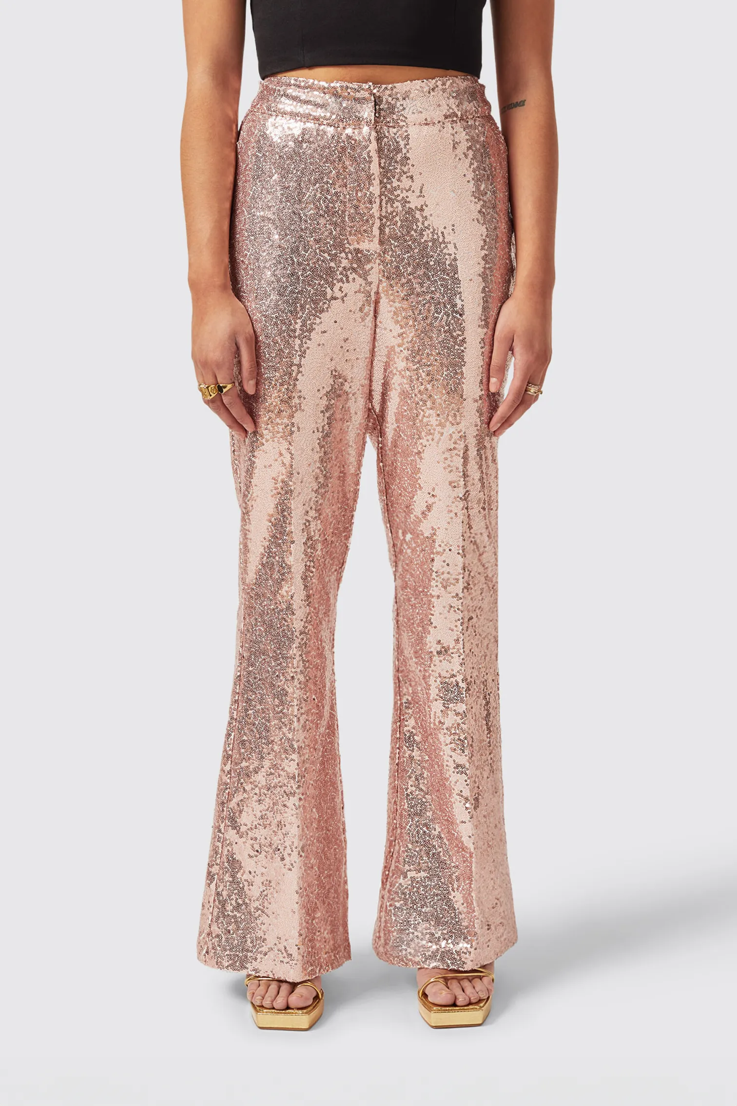 Caladium Slim Fit Pink Sequin Trouser - ARCHIVE