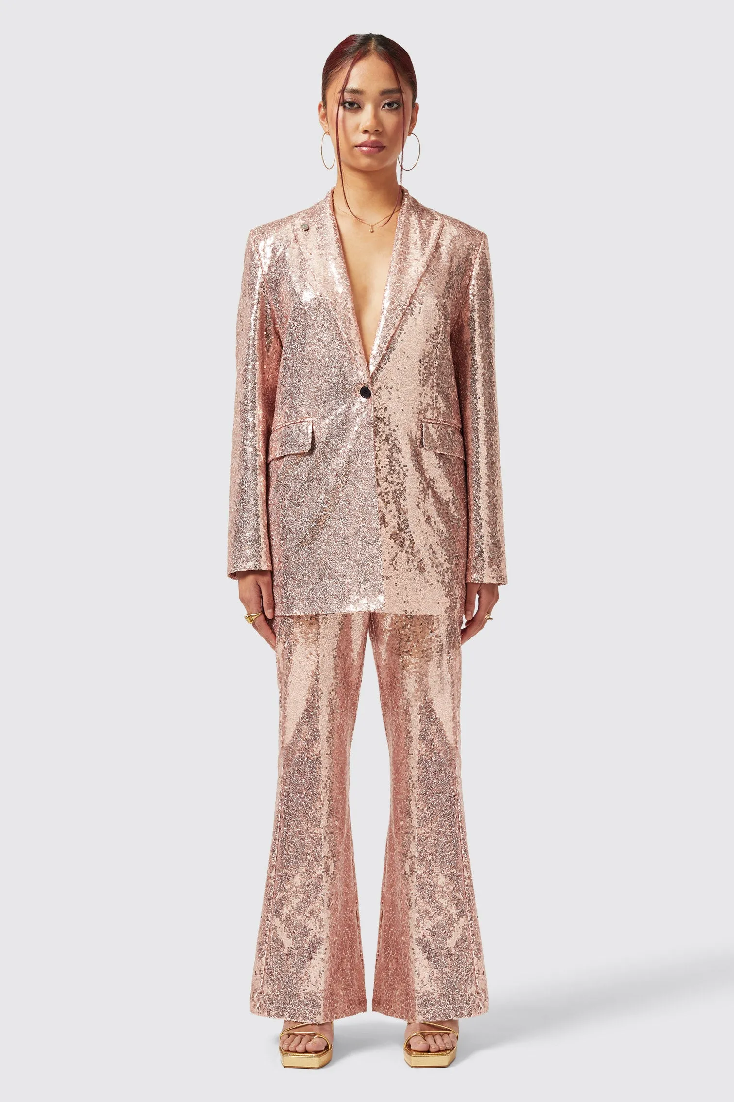 Caladium Slim Fit Pink Sequin Trouser - ARCHIVE