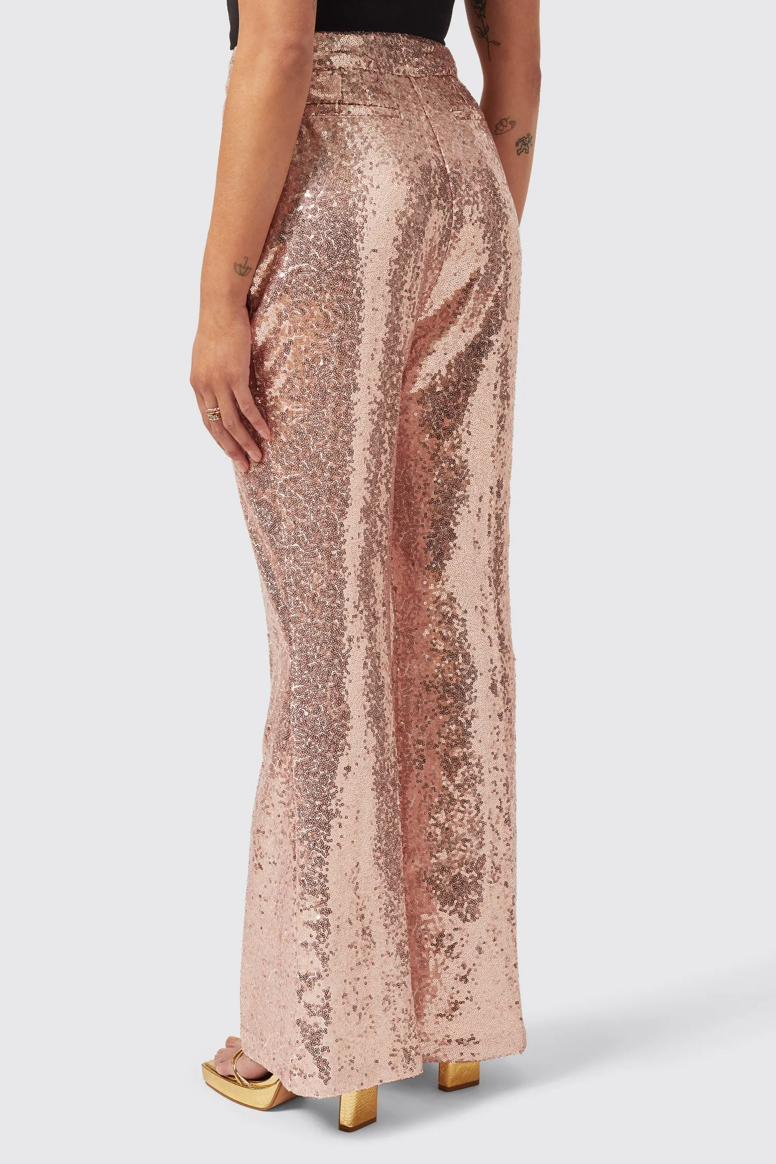 Caladium Slim Fit Pink Sequin Trouser - ARCHIVE