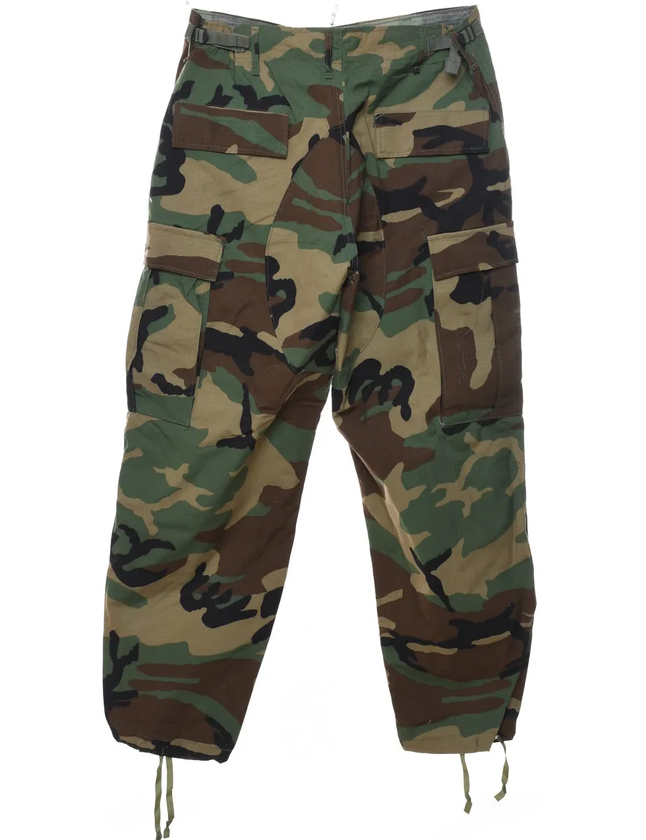 Camouflage Print Y2K Style Cargo Trousers - W30 L30