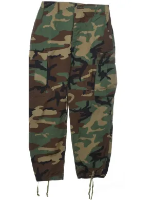 Camouflage Print Y2K Style Cargo Trousers - W30 L30