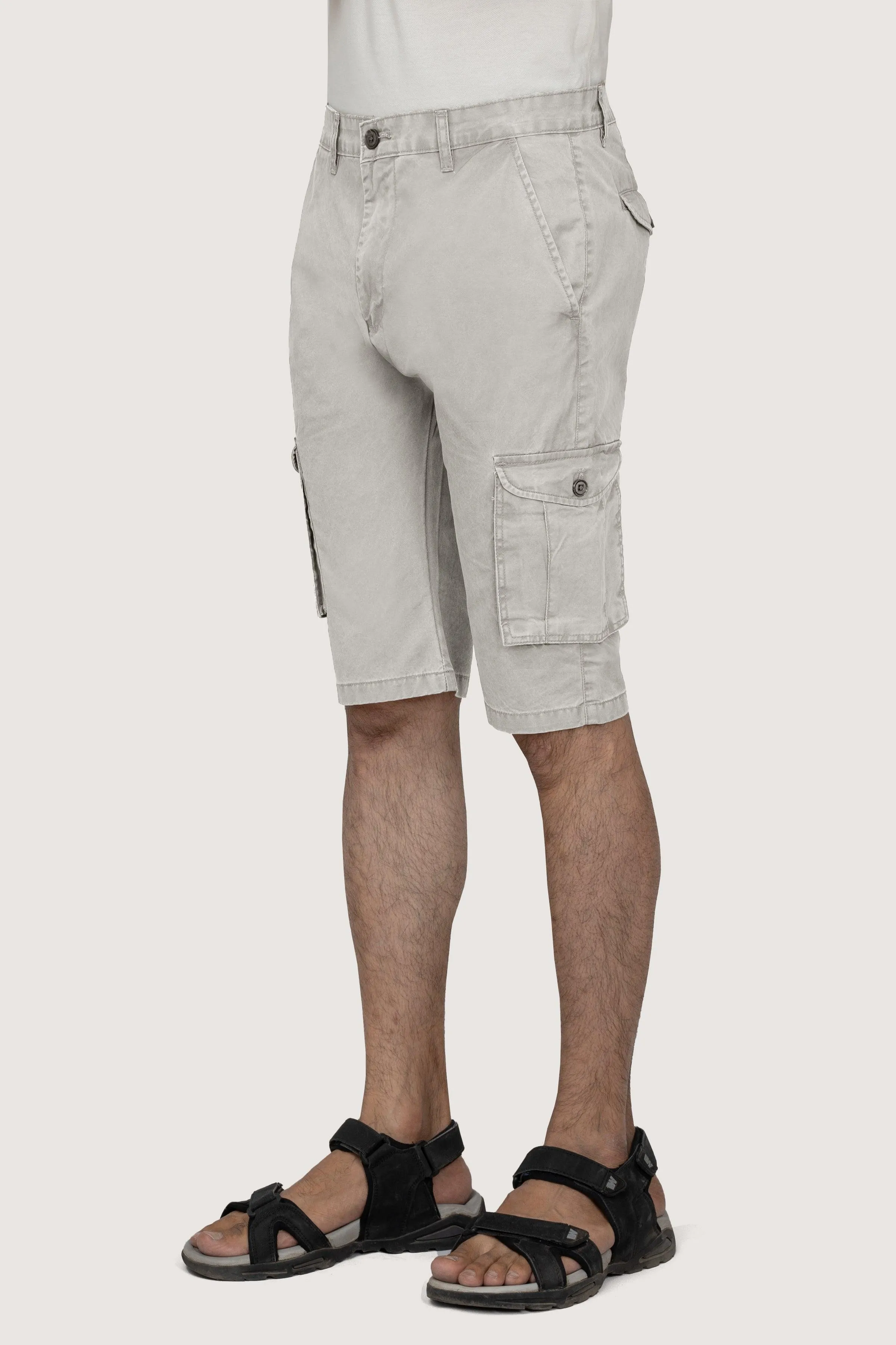 CARGO ENZYME WASHED REGULAR FIT SHORTS STONE