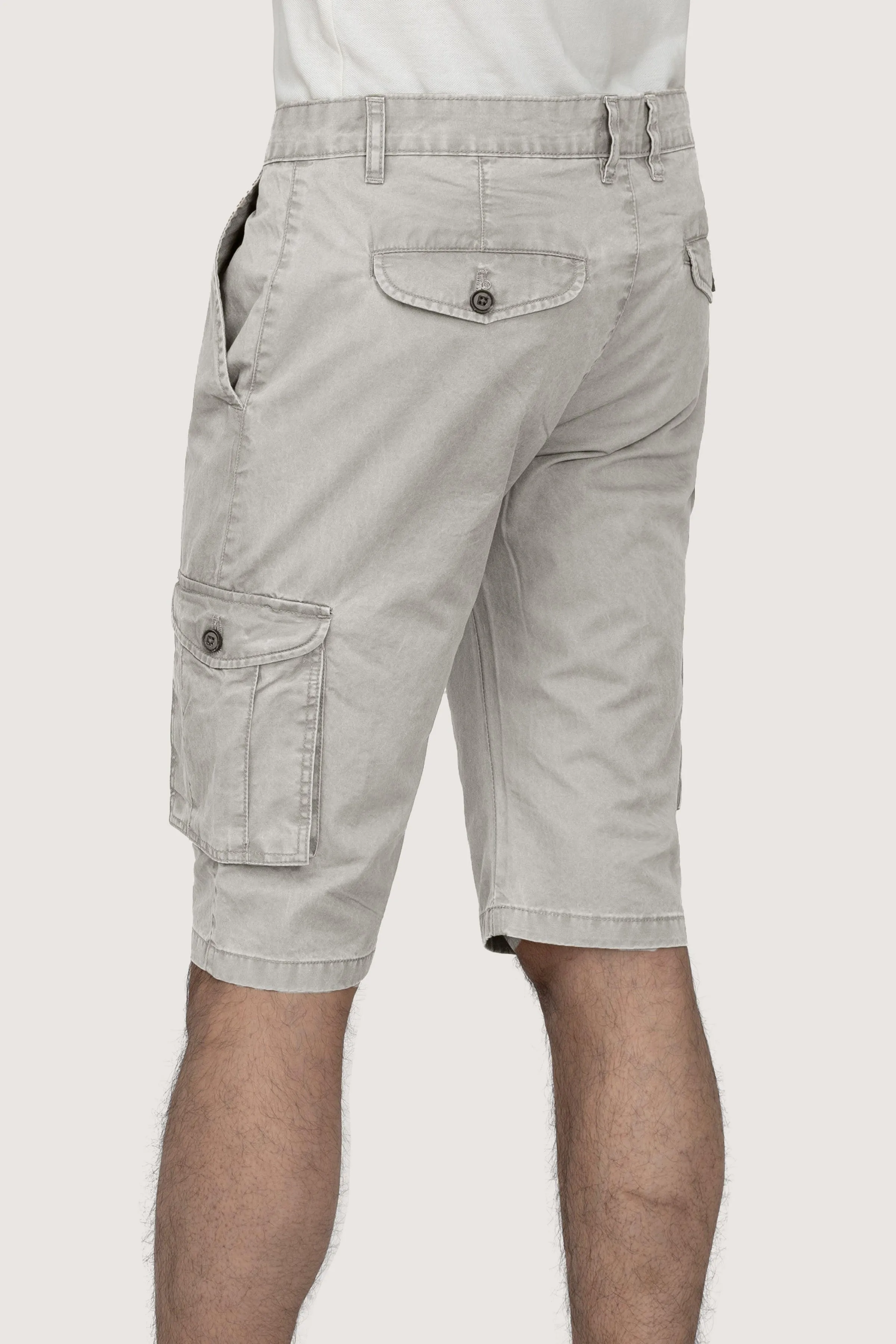 CARGO ENZYME WASHED REGULAR FIT SHORTS STONE