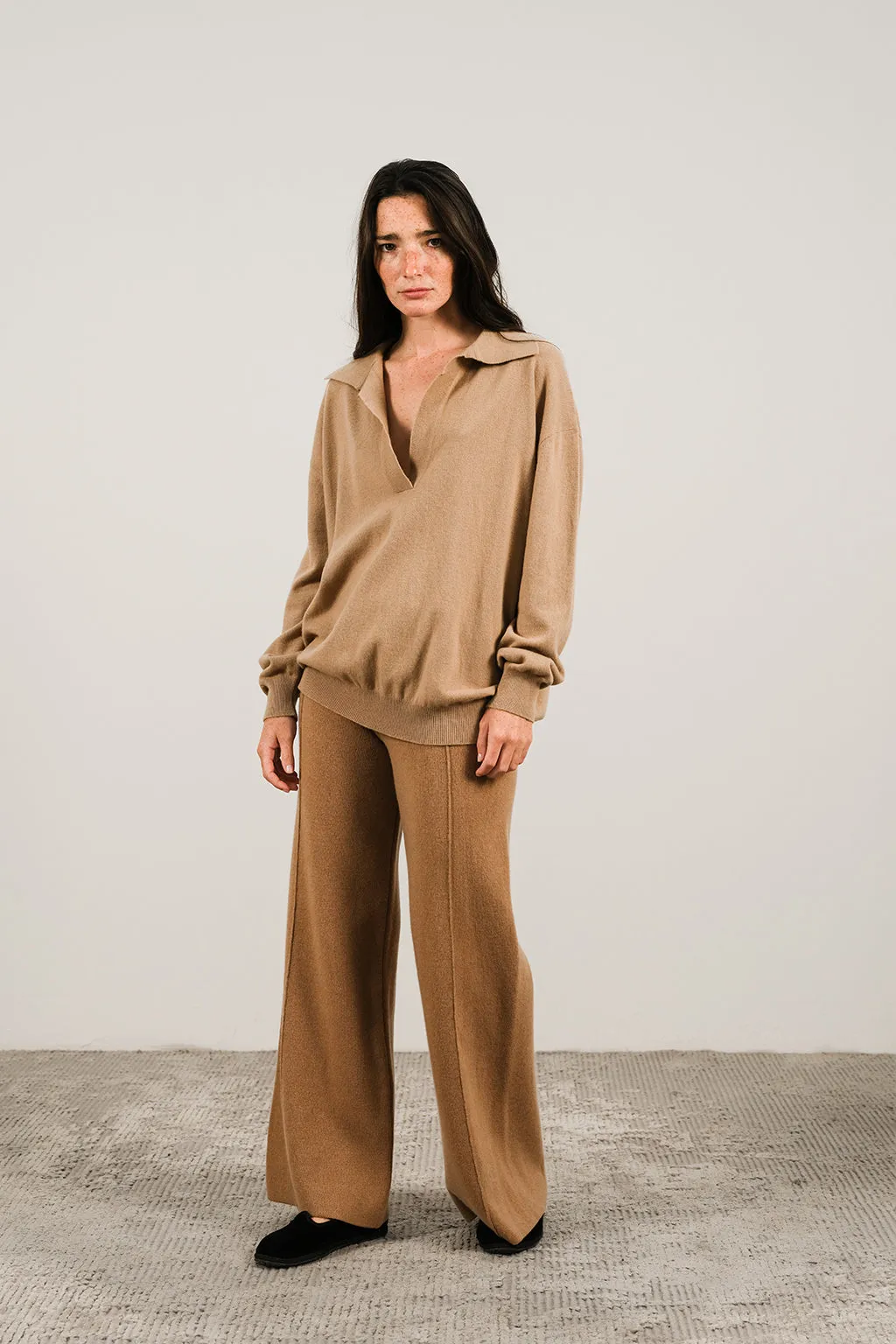 CASHMERE MIX WIDE LEGGED TROUSERS