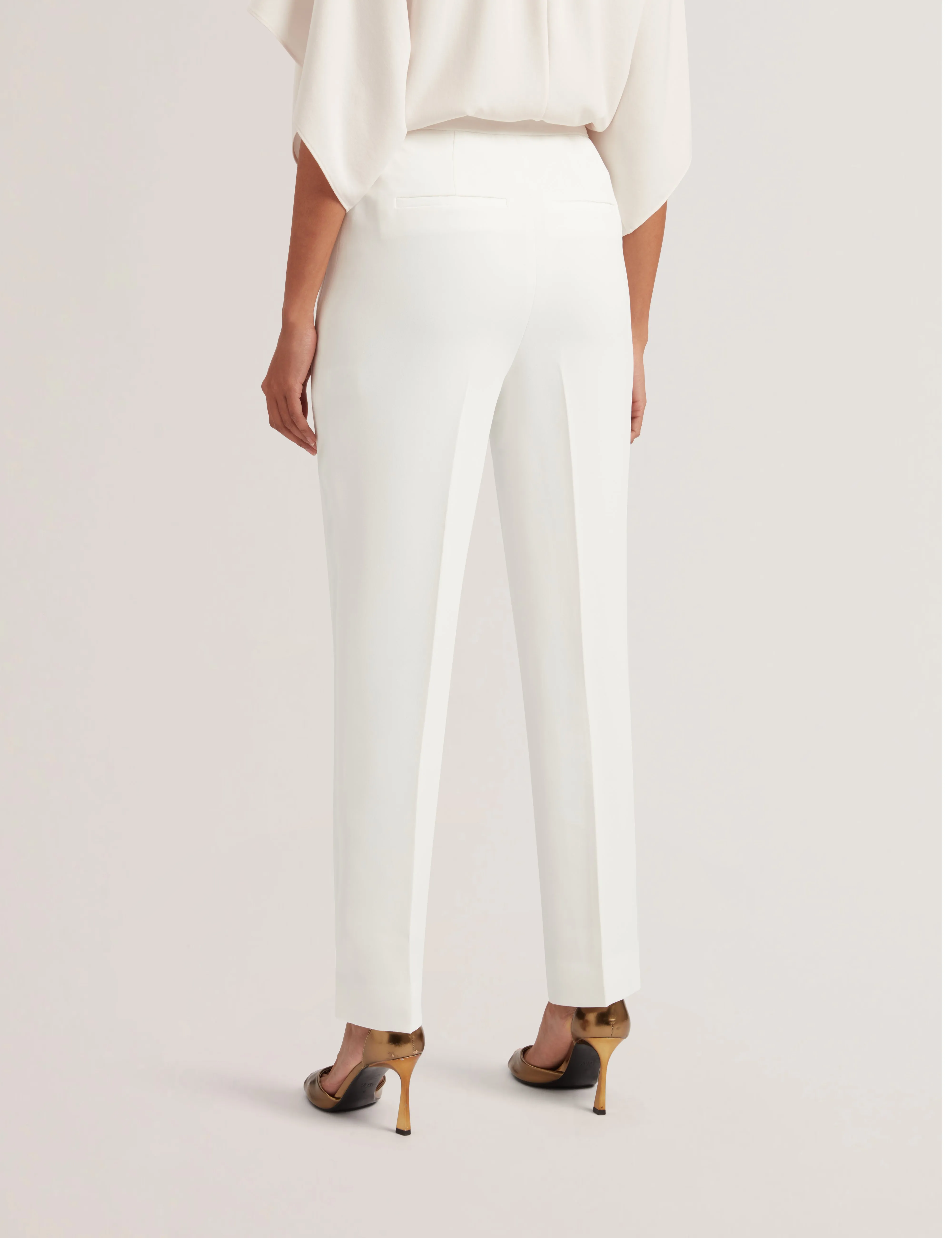 Cloat Contrast Satin Tapered Tailored Trous White