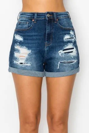 Day in the Sun Distressed Dark Denim Shorts *instore & online