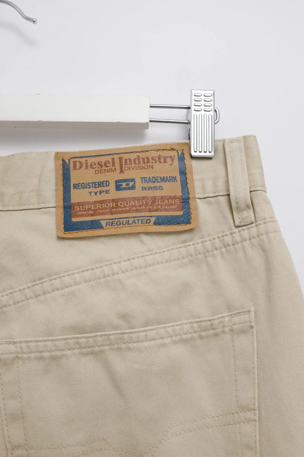 DIESEL VINTAGE CREAM WIDE LEG DENIM PANTS