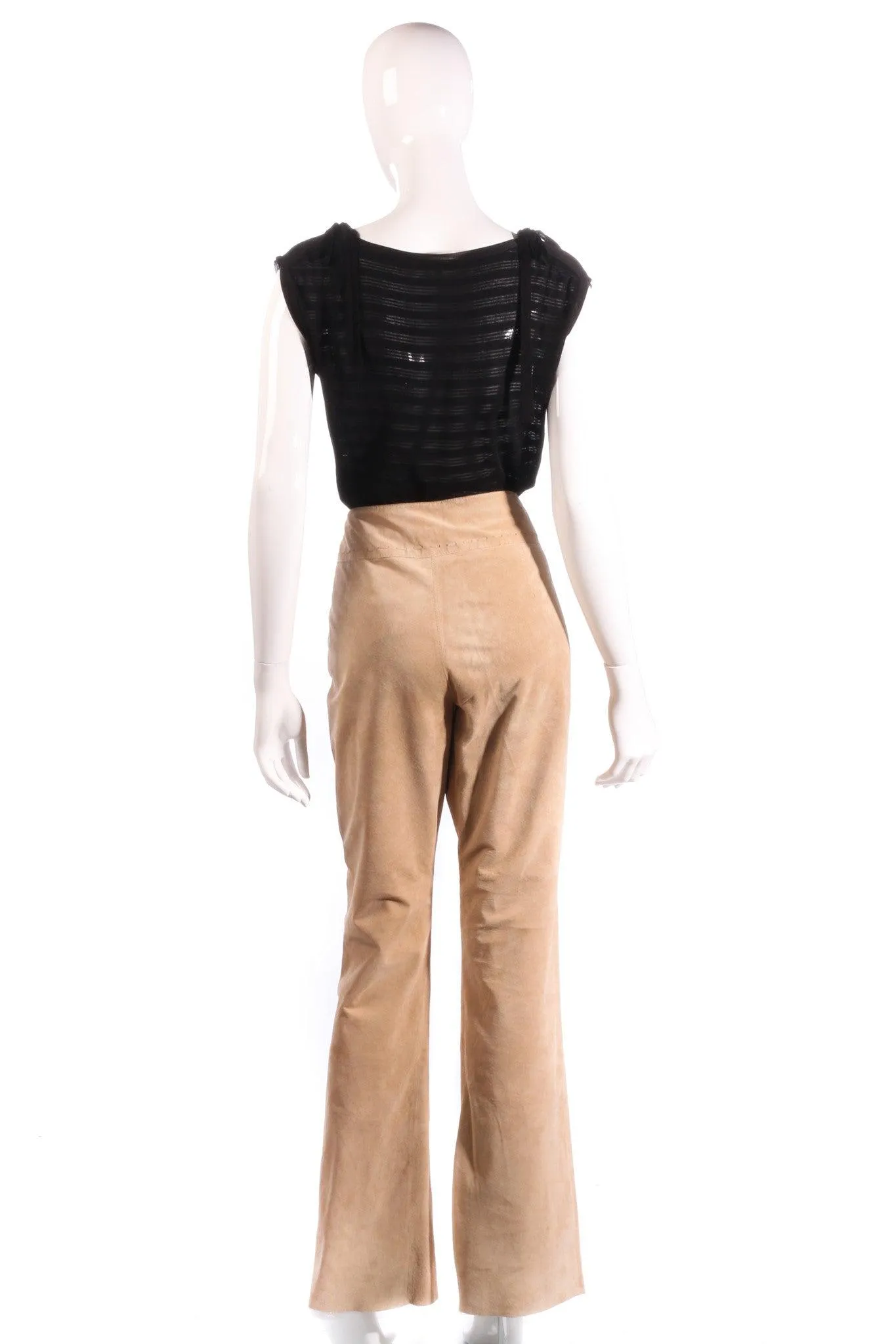 Equation suede lace up front beige trousers size 12-14