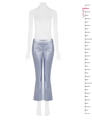 Flared Trousers in Laminated Denim