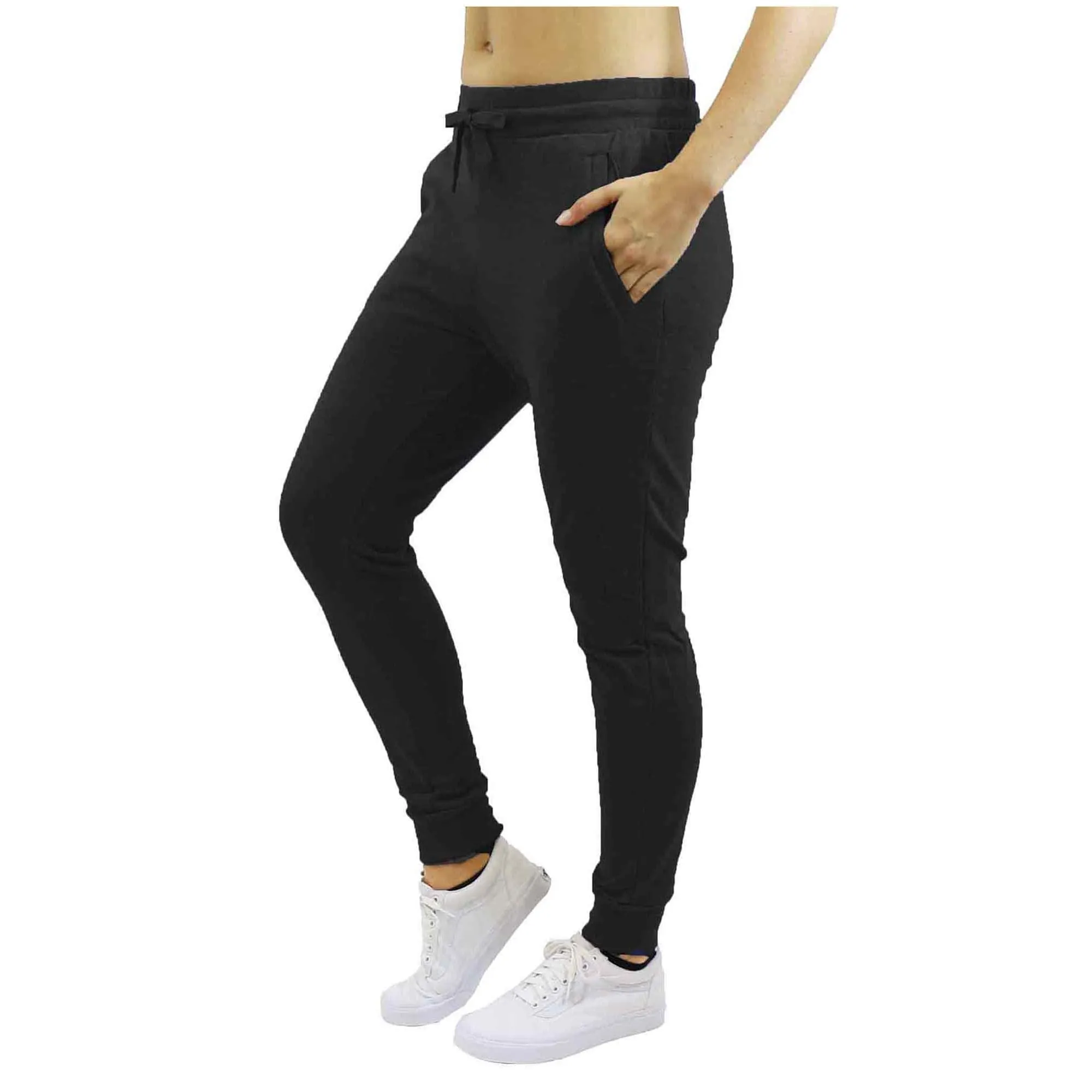 GBH Womens Fleece Jogger Sweatpants with Zipper Pockets - SLIM FIT