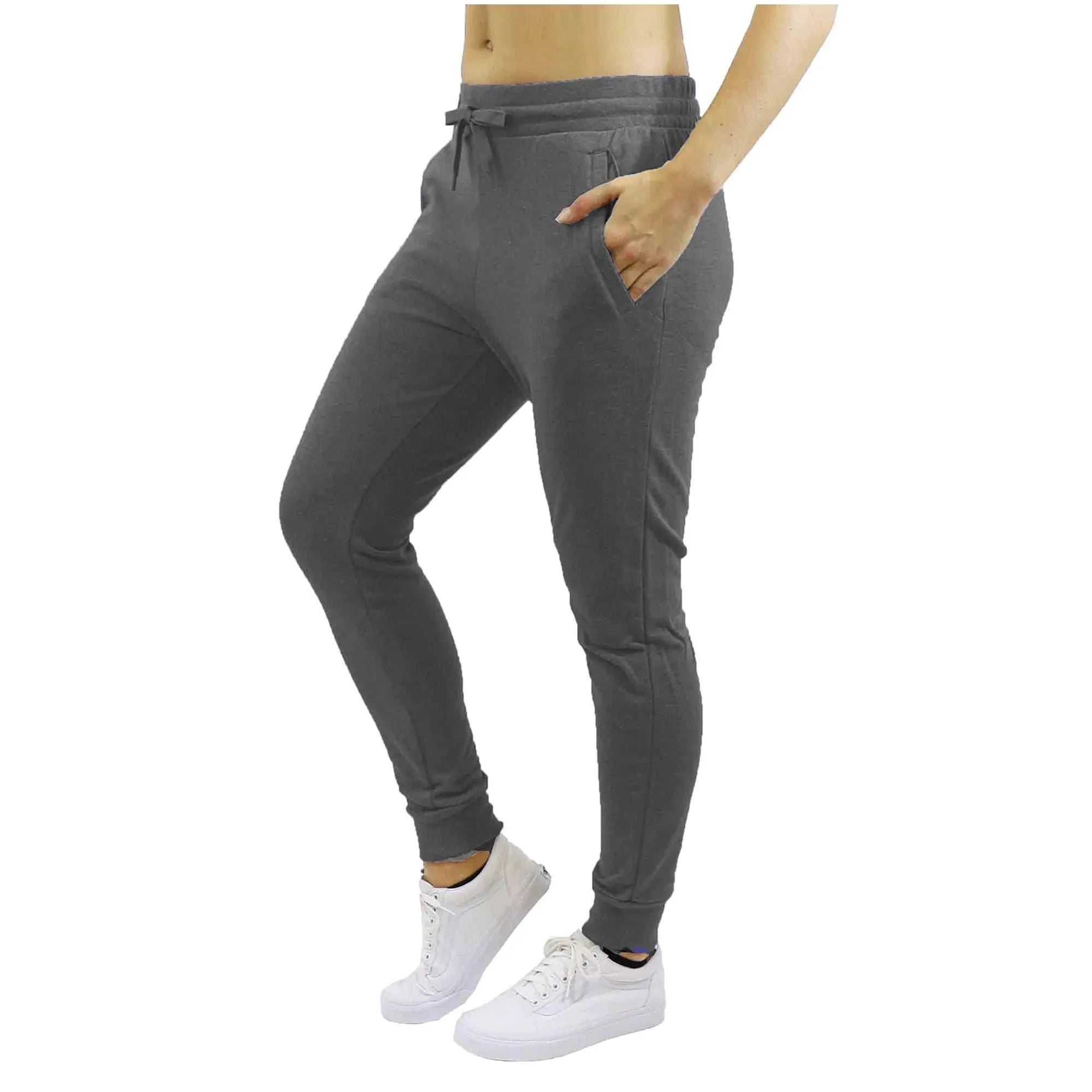 GBH Womens Fleece Jogger Sweatpants with Zipper Pockets - SLIM FIT