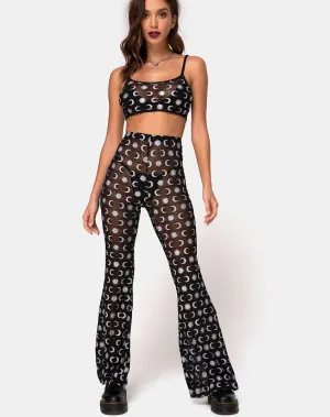 Herlom Flare Trouser in Over the Moon Black with Glitter