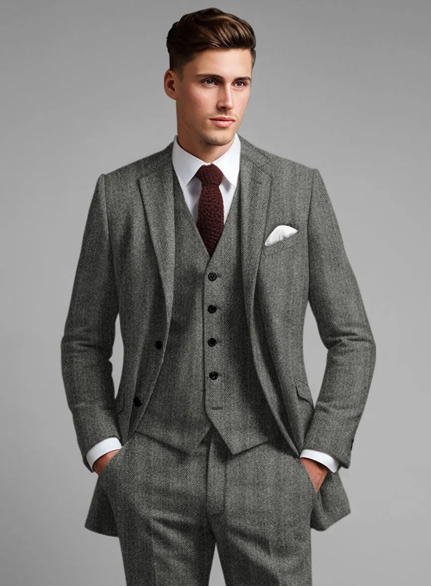 Highlander Gray Herringbone Tweed Suit