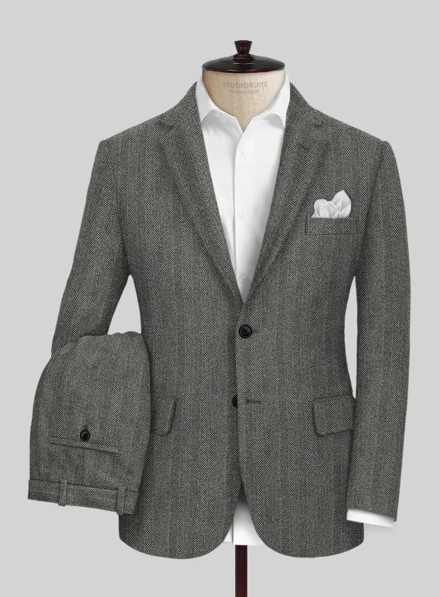 Highlander Gray Herringbone Tweed Suit