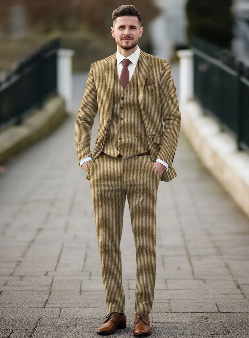 Houndstooth Tan Brown Tweed Suit