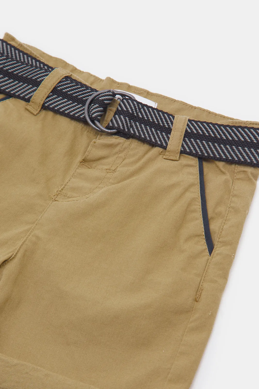 Infant Boys Beige Chino Shorts With Belt