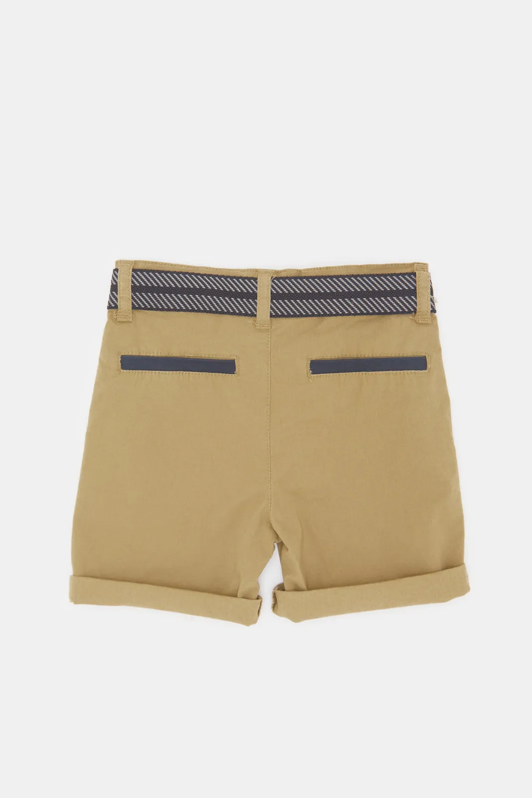 Infant Boys Beige Chino Shorts With Belt