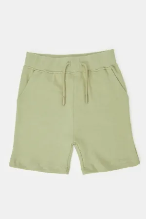 Infant Boys Green Plain Active Shorts