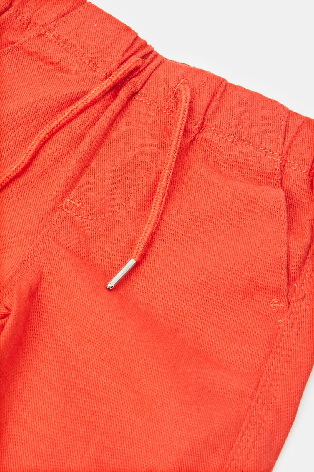 Infant Boys Red Twill Pull On Shorts