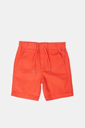 Infant Boys Red Twill Pull On Shorts