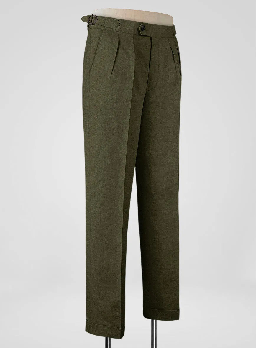 Italian Prato Green Linen Highland Trousers