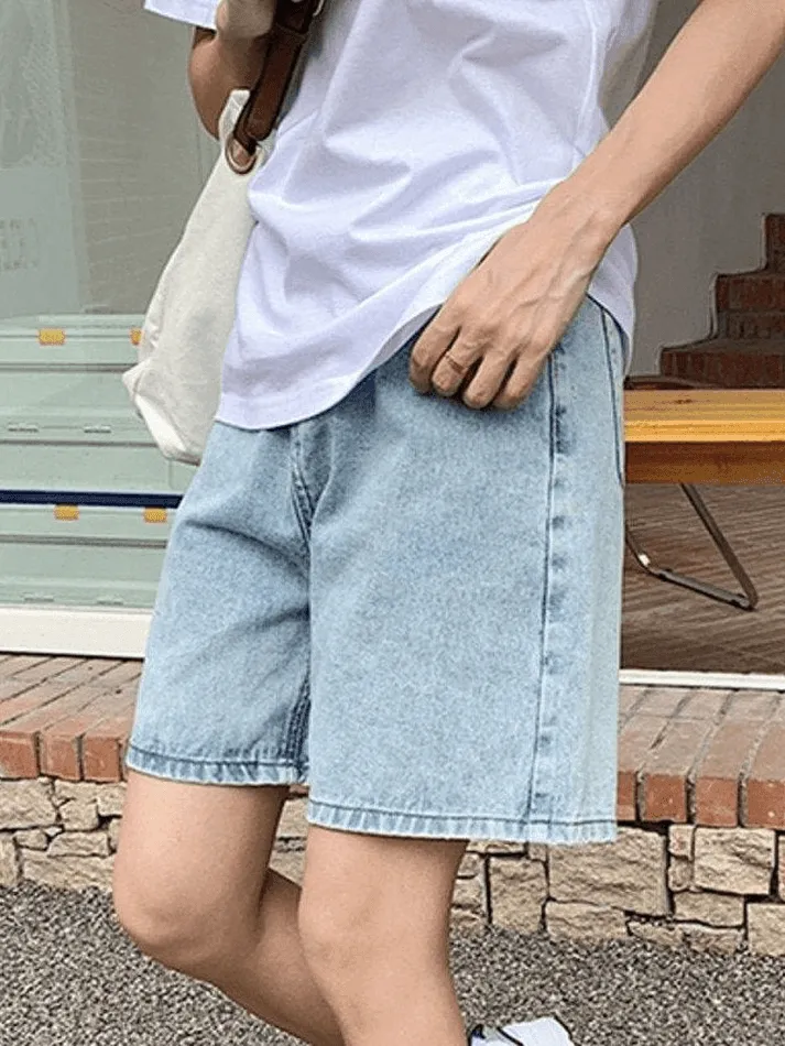 Joskaa High Waist Straight Leg Denim Shorts