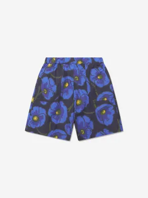 KENZO Boys Flower Print Bermuda Shorts in Navy