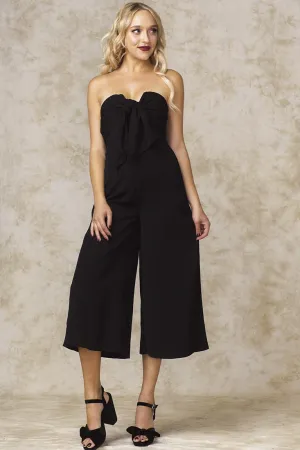 Khloe Bow Tie Wide Leg Jumpsuit Black