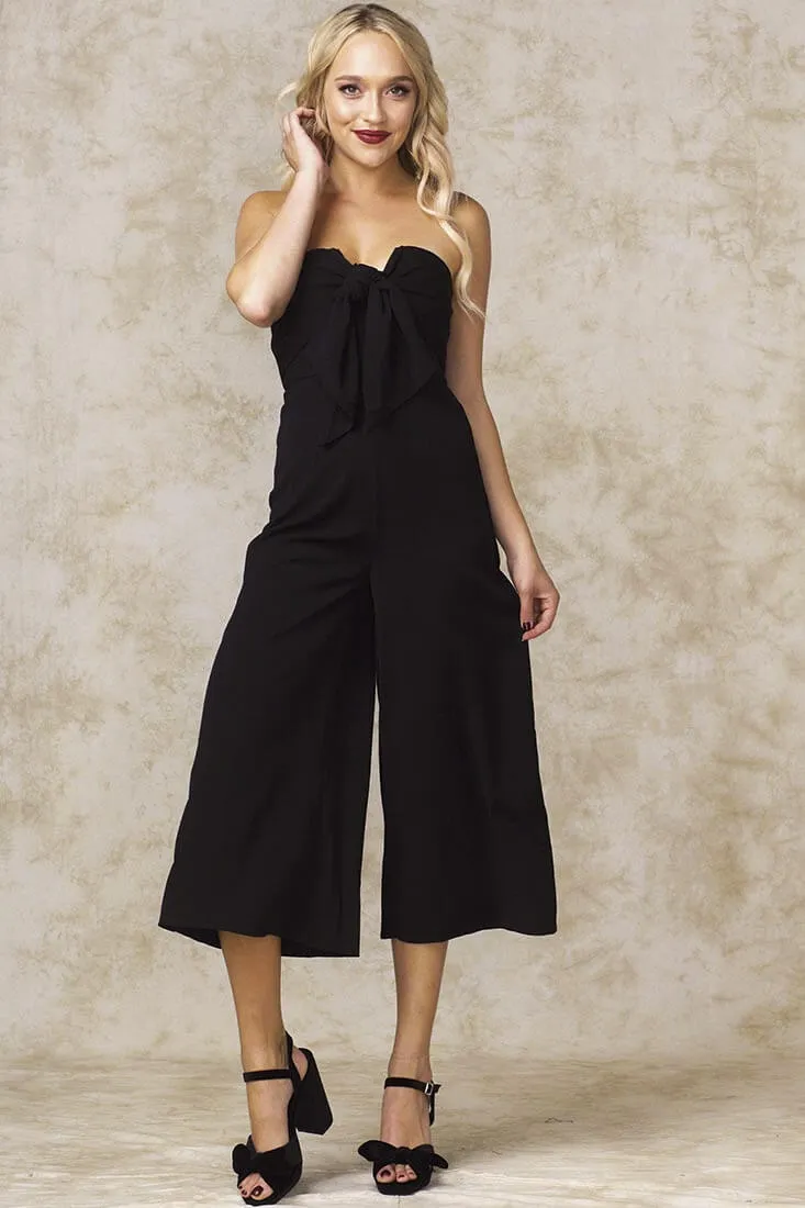 Khloe Bow Tie Wide Leg Jumpsuit Black