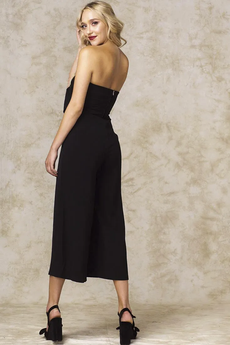 Khloe Bow Tie Wide Leg Jumpsuit Black