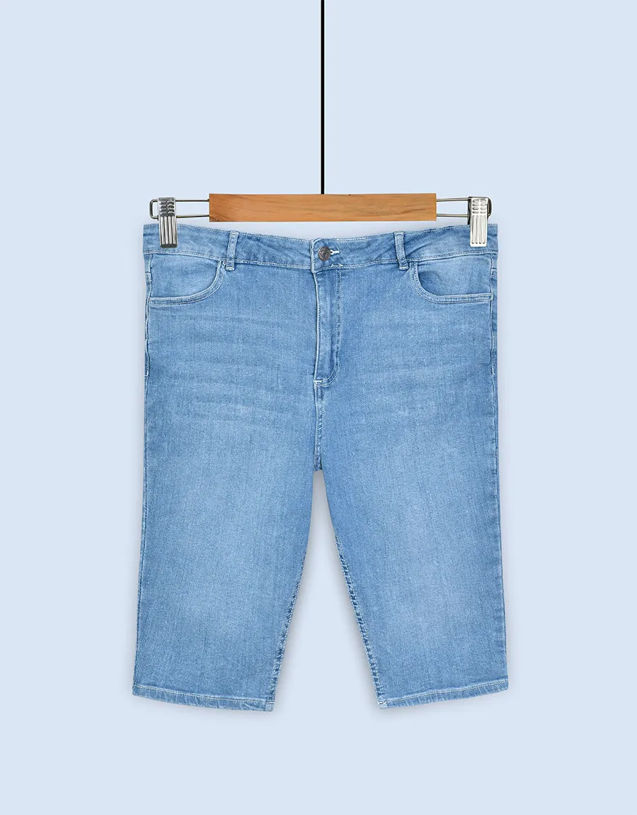 Ladies Denim Shorts - Light Wash