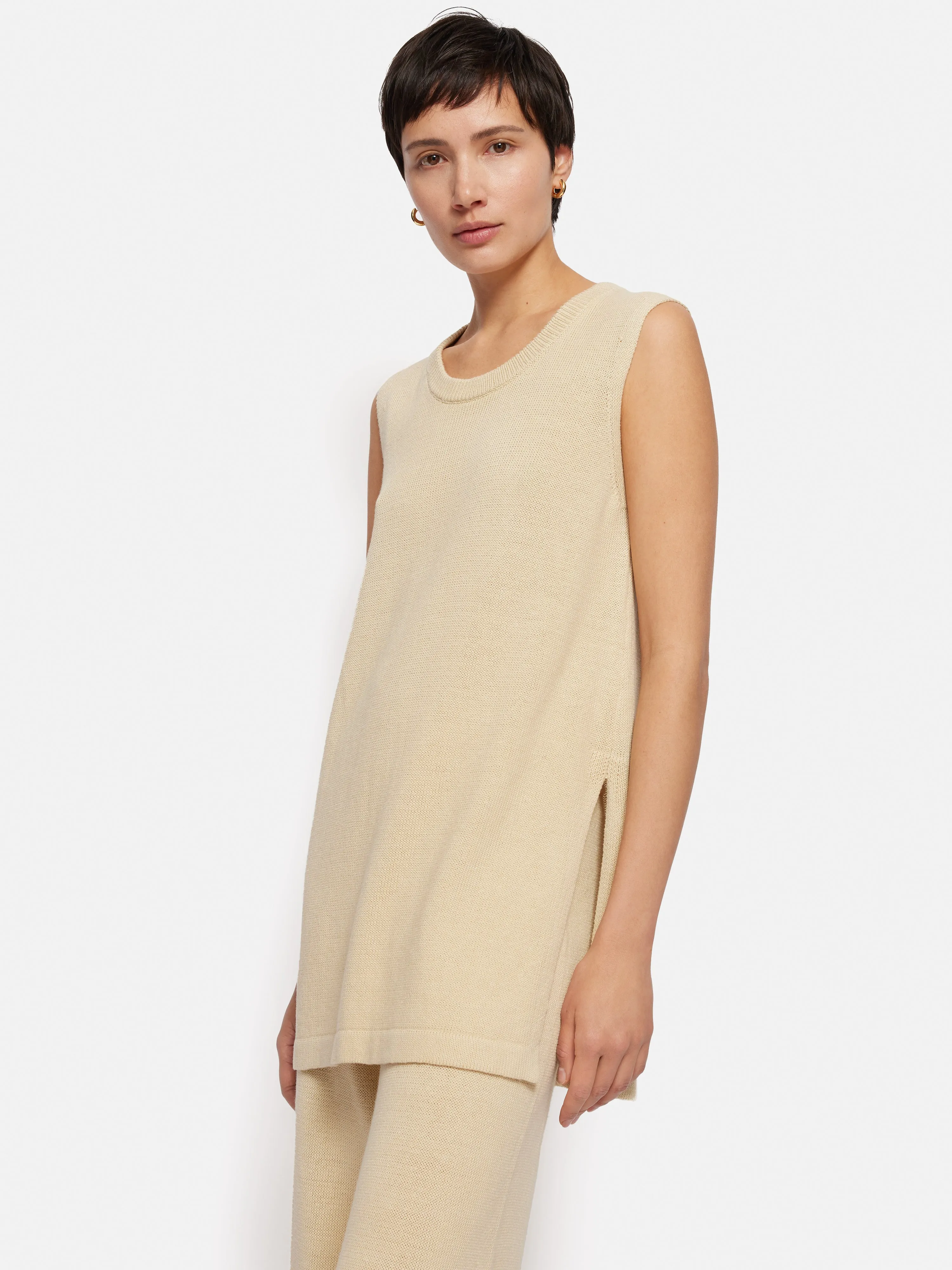 Linen Cotton Knitted Tunic | Cream