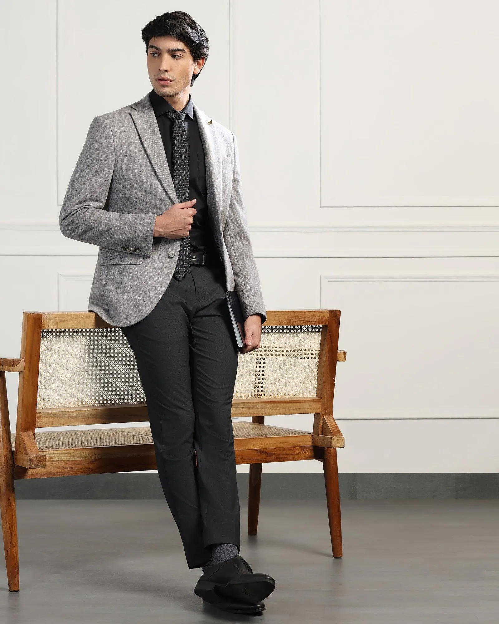 Luxe Formal Grey Textured Blazer - Baleno