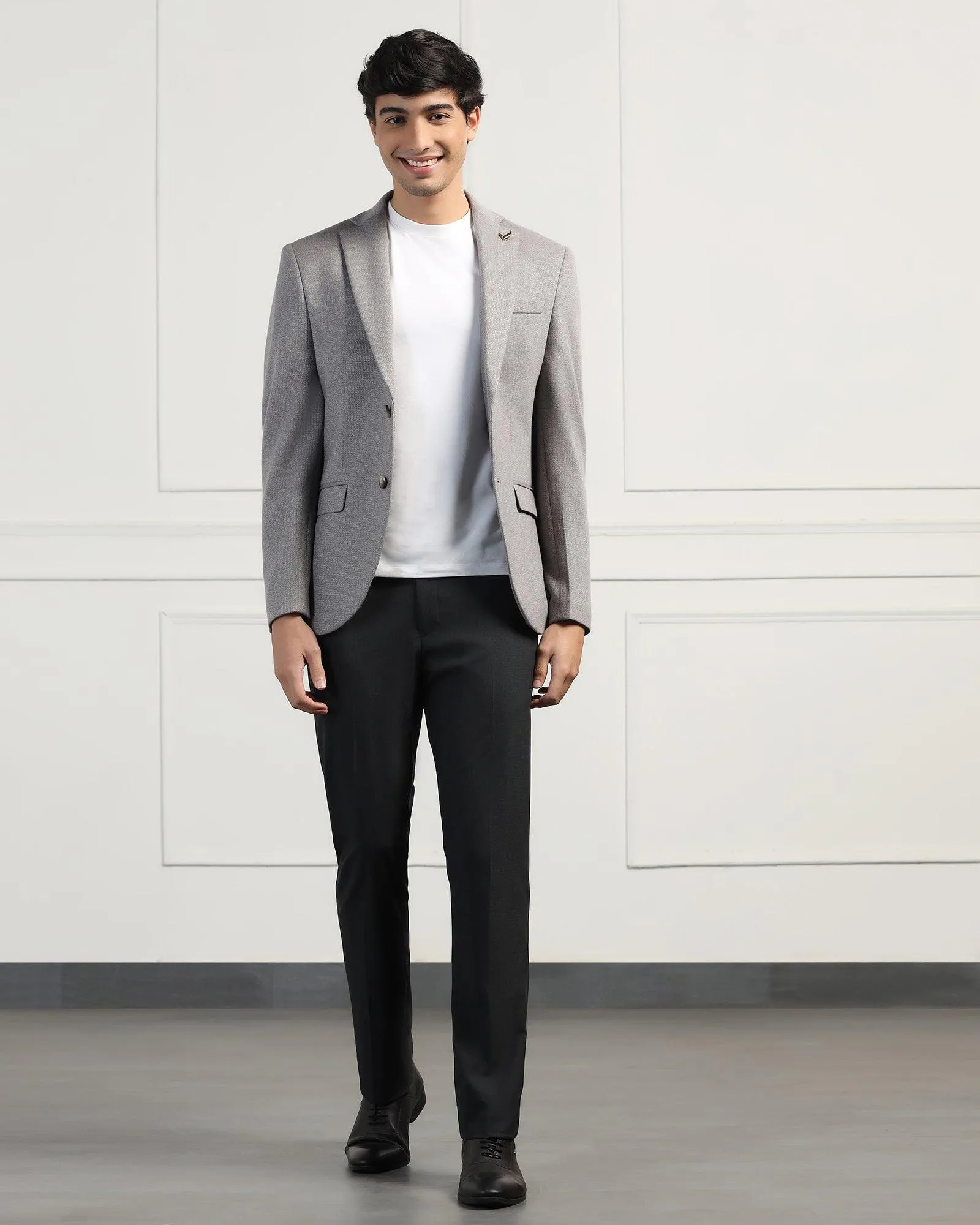 Luxe Formal Grey Textured Blazer - Baleno